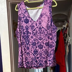 Floral Patterned Pink and Purple Women's Top
